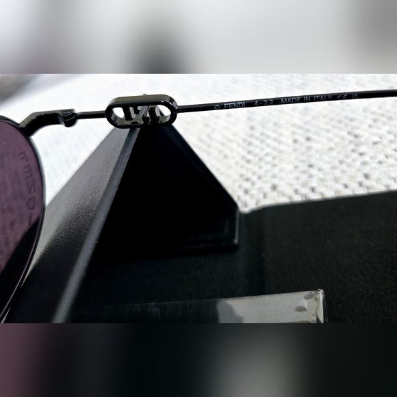 NWT FENDI Black Metal Sunglasses with Dark Oval Lenses - Picture 10 of 15